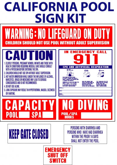 California Pool Regulation Sign Kit-- 4148CA – National Stock Sign