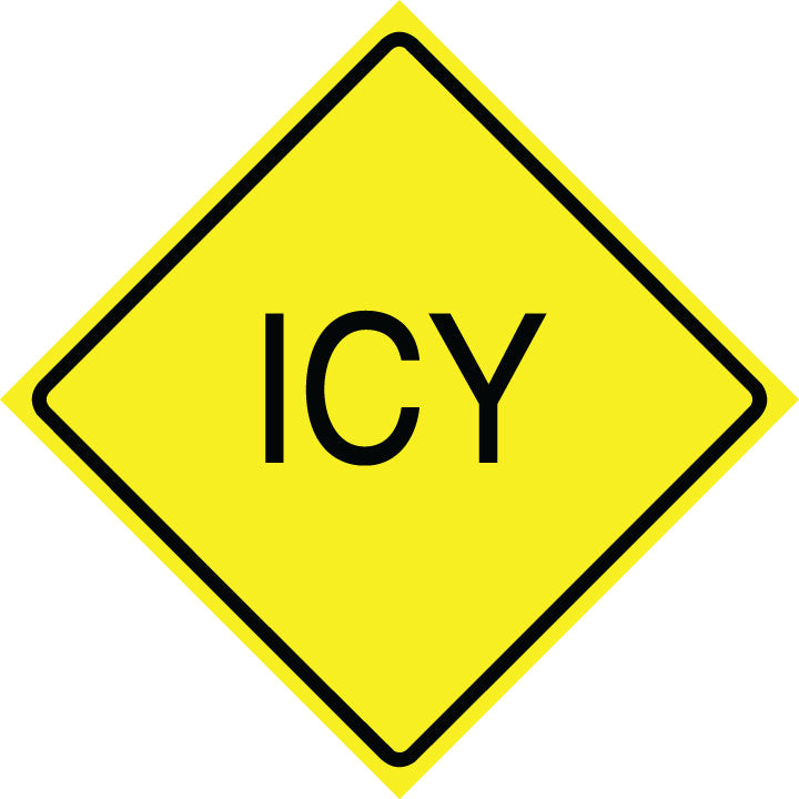 Icy Rocks Sign Icy/ Yellow-- ROAD – National Stock Sign