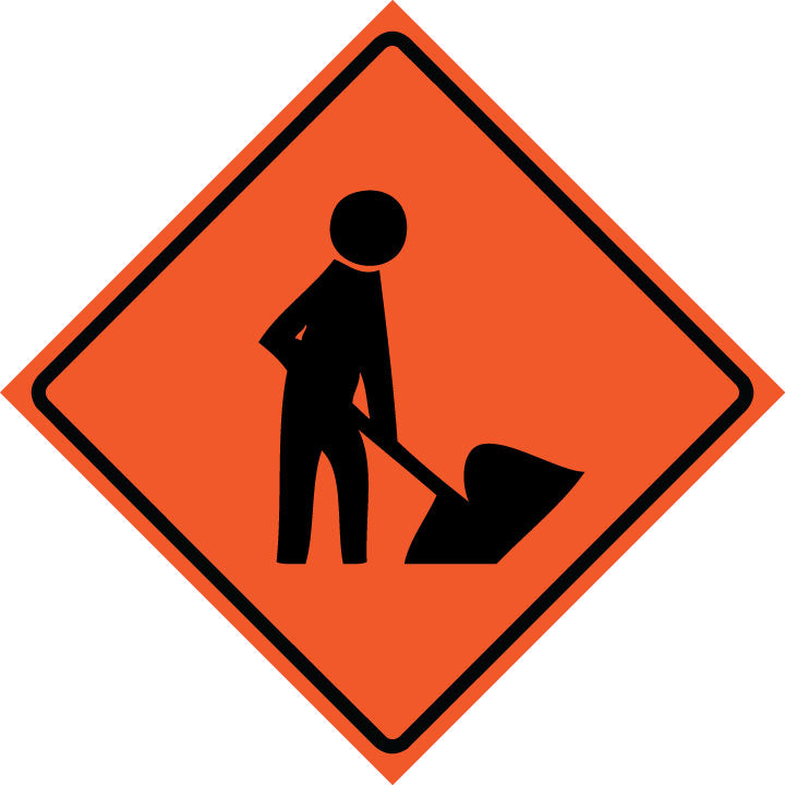 Men Working Symbol/Orange-- ROAD – National Stock Sign
