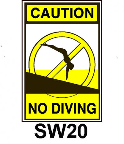 Sw20 Postcode. Sign SW20 No Diving-- SW12X18 – National Stock Sign